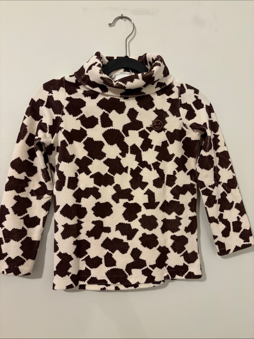 Kids' Brown and Cream Turtleneck Fleece Top